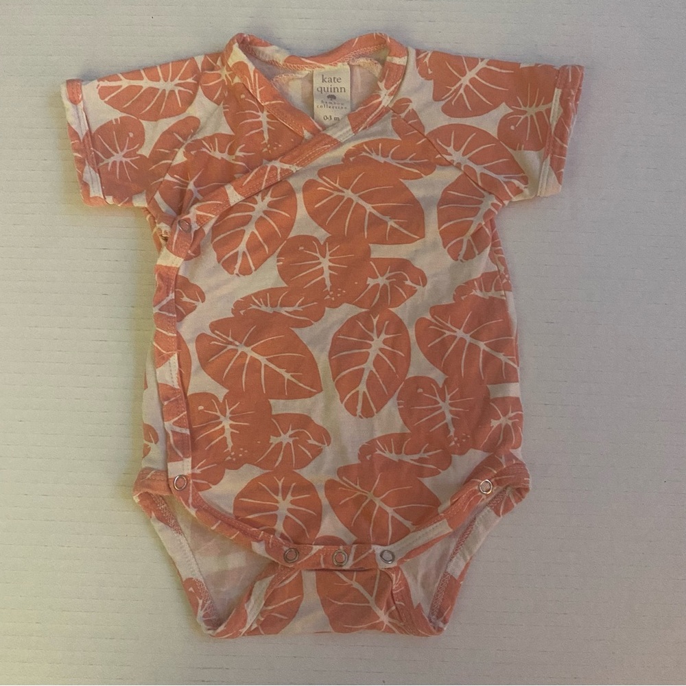 Kate Quinn Coral Leaf Pattern Bodysuit 0-3m GUC